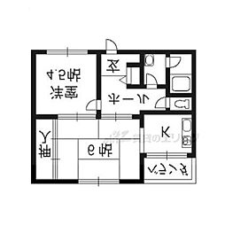 阪急京都本線 東向日駅 徒歩10分の賃貸マンション 2階2Kの間取り