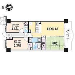 ライオンズマンション上桂 5階3LDKの間取り