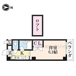 プレイス梅小路 3階1Kの間取り