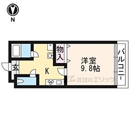 阪急嵐山線 上桂駅 徒歩12分の賃貸アパート 1階1Kの間取り