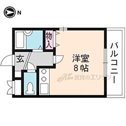 グリーンハイツ桂 2階1Kの間取り