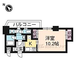 京阪本線 清水五条駅 徒歩3分の賃貸マンション 2階ワンルームの間取り