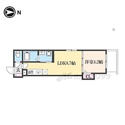 Ｆ　ａｓｅｃｉａ　Ｃａｎａｌｅ 2階1LDKの間取り