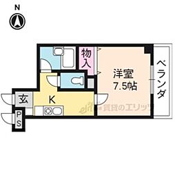 阪急京都本線 西京極駅 徒歩5分の賃貸マンション 2階1Kの間取り