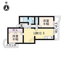 ホワイトエステート 4階2LDKの間取り