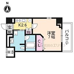 近鉄京都線 上鳥羽口駅 徒歩3分の賃貸マンション 5階1Kの間取り