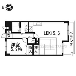 コスモ御池通 3階1LDKの間取り