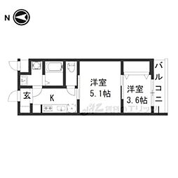CREST TAPP京都丹波口 5階2Kの間取り
