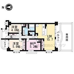 阪急嵐山線 上桂駅 徒歩5分の賃貸マンション 1階3LDKの間取り