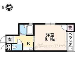 ハイツフラーデン 1階1Kの間取り