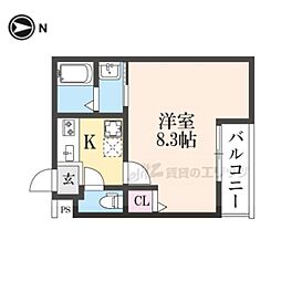 EN西ノ京二条 3階1Kの間取り