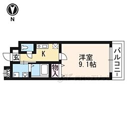 グレース離宮 2階1Kの間取り