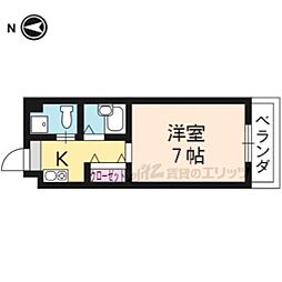 プルーリオン西桂 2階1Kの間取り