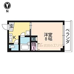 京都市営烏丸線 竹田駅 徒歩3分の賃貸マンション 4階1Kの間取り