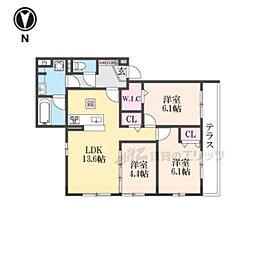 阪急京都本線 西院駅 徒歩5分の賃貸アパート 1階3LDKの間取り