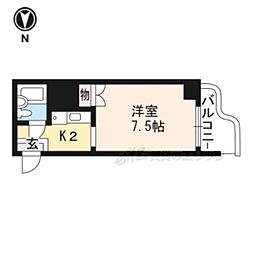 京都市営烏丸線 四条駅 徒歩5分の賃貸マンション 9階1Kの間取り