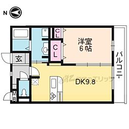 サンクレール 2階1LDKの間取り