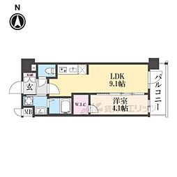 プレサンス十条凛華 2階1LDKの間取り