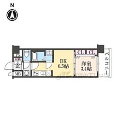 プレサンス十条凛華 4階1DKの間取り