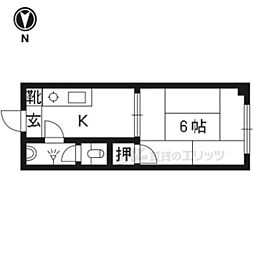 JR山陰本線 丹波口駅 徒歩6分の賃貸マンション 5階1Kの間取り