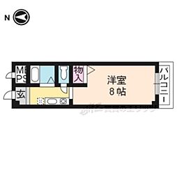 京都市営烏丸線 竹田駅 徒歩3分の賃貸マンション 1階1Kの間取り