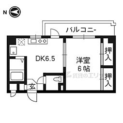 阪急京都本線 西院駅 徒歩4分の賃貸マンション 5階1DKの間取り