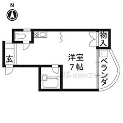 シャトープティ 2階ワンルームの間取り