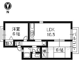 阪急京都本線 桂駅 徒歩15分の賃貸アパート 2階2LDKの間取り
