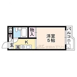 阪急京都本線 桂駅 徒歩6分の賃貸マンション 5階1Kの間取り