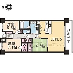 阪急京都本線 東向日駅 徒歩2分の賃貸マンション 9階3LDKの間取り