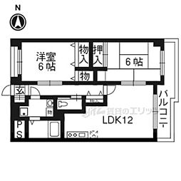 阪急京都本線 洛西口駅 徒歩16分の賃貸マンション 1階2LDKの間取り