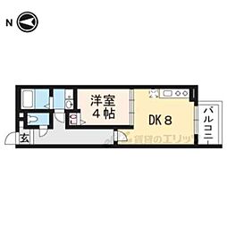 パークハウス桂川 2階1LDKの間取り