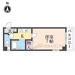 近鉄京都線 十条駅 徒歩5分の賃貸マンション 3階1Kの間取り
