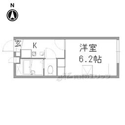 JR山陰本線 二条駅 徒歩8分の賃貸アパート 1階1Kの間取り