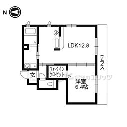 阪急嵐山線 松尾大社駅 徒歩13分の賃貸アパート 1階1LDKの間取り
