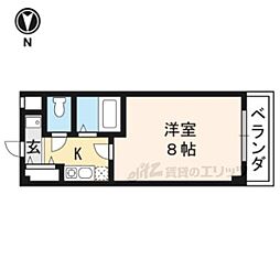 ブランベージュ桂 1Kの間取図画像