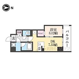 LW京都桜邸 1DKの間取図画像