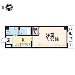 ディアネス西院 1Kの間取図画像