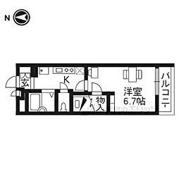 レオパレス壬生ミヤビ 1Kの間取図画像