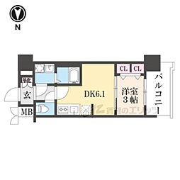 プレサンスTHEKYOTO新町通 1DKの間取図画像