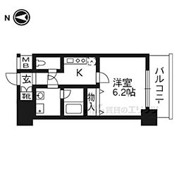 アスヴェル京都外大前 1Kの間取図画像