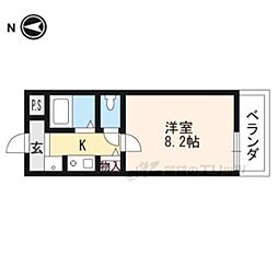パラドール西院パート3 1Kの間取図画像