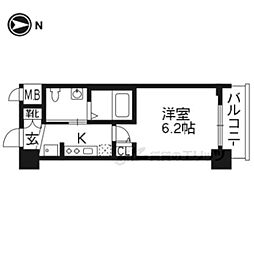 エステムプラザ京都聚楽第雅邸 1Kの間取図画像