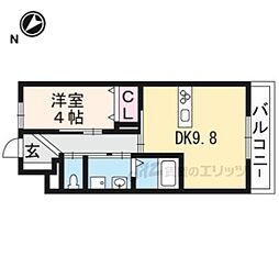クオリア参番館 1LDKの間取図画像