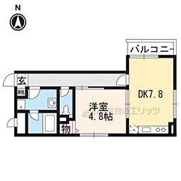 フォース桂 1LDKの間取図画像