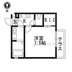 カトルメゾン東前 1Kの間取図画像