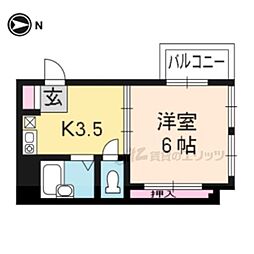 ルナハイツ 1Kの間取図画像