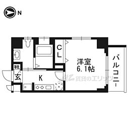 エステムプラザ京都ステーションレジデンシャル 1Kの間取図画像