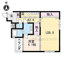 クラージュ御幸町坂 1LDKの間取図画像