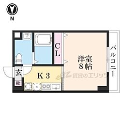 モア五条1 1Kの間取図画像